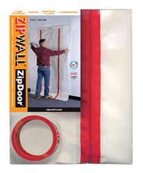 Zipwall ZDC Dust Barrier Door Kit, 4 ft L, 8 ft W, Plastic, Clear