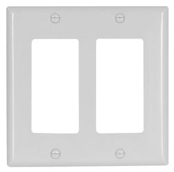 Eaton 2152W-BOX Wallplate, 4-1/2 in L, 4.56 in W, 2-Gang, Thermoset, White, High-Gloss