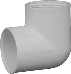 IPEX 435508 Pipe Elbow, 1 in, Socket x FPT, 90 deg Angle, PVC, White, SCH 40 Schedule, 150 psi Pressure