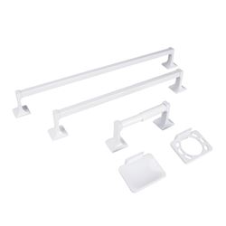 Boston Harbor PBC001-WH Bath Accessory Set, Metal, White, 5-Piece, For: Bathroom