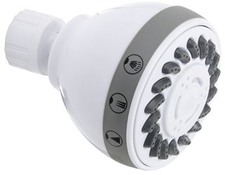 Plumb Pak K704WH Shower Head, Round, 1.8 gpm, 3-Spray Function, 2.7 in Dia