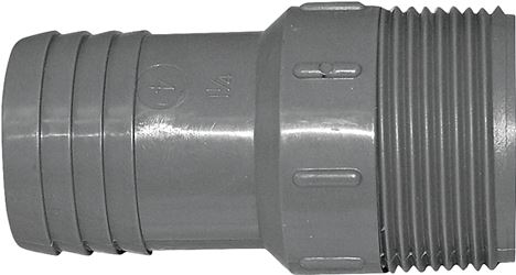 Boshart UPPA-12 Pipe Adapter, 1-1/4 in, MPT x Insert, Polyethylene, Gray