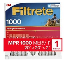 Filtrete Allergen Defense NADP02-2IN-4 Air Filter, 20 in L, 20 in W, 11 MERV, 1000 MPR, Polypropylene Frame, Pack of 4