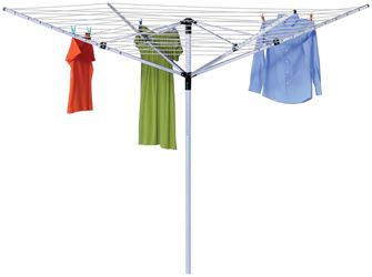 Honey-Can-Do DRY-09068 Outdoor Umbrella Clothes Dryer, 165 ft Drying Space, Aluminum/Steel, White, 73 in W, 72 in H