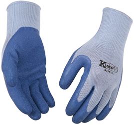 Kinco 1791-L Coated Gloves, Mens, L, 7 to 8 in L, Knit Wrist Cuff, Latex Coating, Cotton/Polyester Glove, Blue/Gray