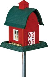 North States 9081 Wild Bird Feeder, Barn, 5 lb, Plastic, Red, 13-1/4 in H, Pole Mounting