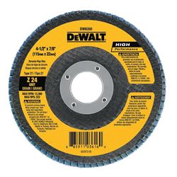 DeWALT DW8356 Flap Disc, 4-1/2 in Dia, 5/8-11 Arbor, Coated, 40 Grit, Coarse, Zirconia Abrasive