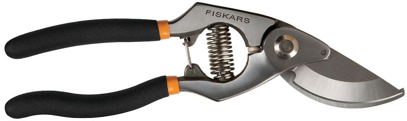 Fiskars 92756965J Pruning Shear, 3/4 in Cutting Capacity, Steel Blade, Bypass Blade, Comfort-Grip Handle