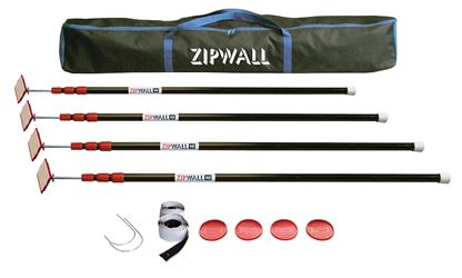 Zipwall ZP4 Dust Barrier Pole, Spring-Loaded, 10 ft L, Stainless Steel