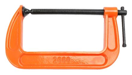 Pony 2660 Classic C-Clamp, 1000 lb Clamping, 6 in Max Opening Size, 3-1/2 in D Throat, Ductile Iron Body, Orange Body