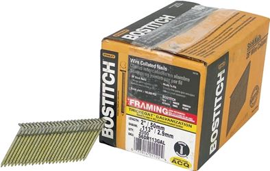 Bostitch S6DR113GAL-FH Framing Nail, 2 in L, 12 Gauge, Steel, Thick Coat, Full Round Head, Ring Shank