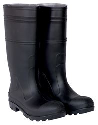 CLC R23013 Durable Economy Rain Boots, 13, Black, Slip-On Closure, PVC Upper