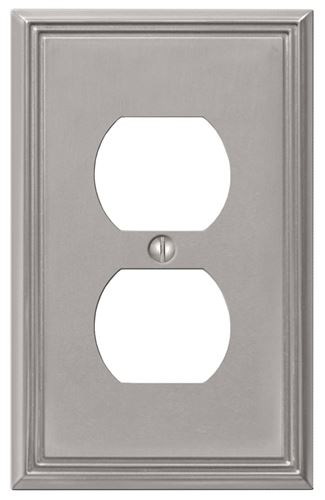 AmerTac Metro Line 77DBN Outlet Wallplate, 4-7/8 in L, 3 in W, 1 -Gang, Metal, Brushed Nickel, Wall Mounting