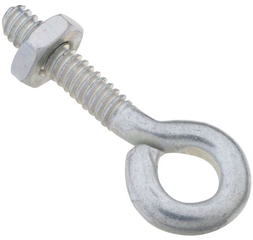 National Hardware N221-051 Eye Bolt, #10-24 Thread, 3/4 in L Thread, 0.28 in ID Dia Eye, 0.91 in L Shank, Steel, Zinc, Pack of 20