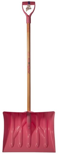 Mount Waldo Plastics 18SFWP Snow Shovel, 18 in W Blade, 5-1/2 in L Blade, Plastic Blade, 51-1/2 in OAL, Pink