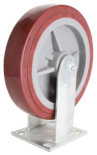 ProSource JC-P07 Rigid Caster, 8 in Dia Wheel, 2 in W Wheel, PU Wheel, Red, 750 lb, Steel Housing Material