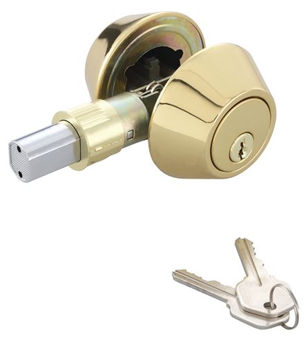 ProSource T-D102PB Deadbolt, 3 Grade, Polished Brass, 2-3/8 to 2-3/4 in Backset, KW1 Keyway, Pack of 3