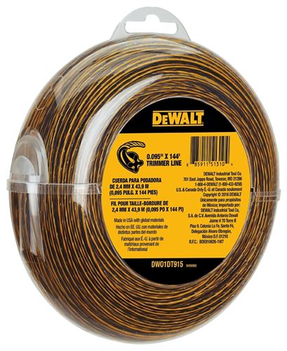 DeWALT DWO1DT915 Trimmer Line, 0.095 in Dia, 144 ft L