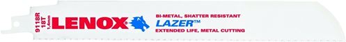 Lenox LAZER 201809118R Reciprocating Saw Blade, 1 in W, 9 in L, 18 TPI, Cobalt Cutting Edge