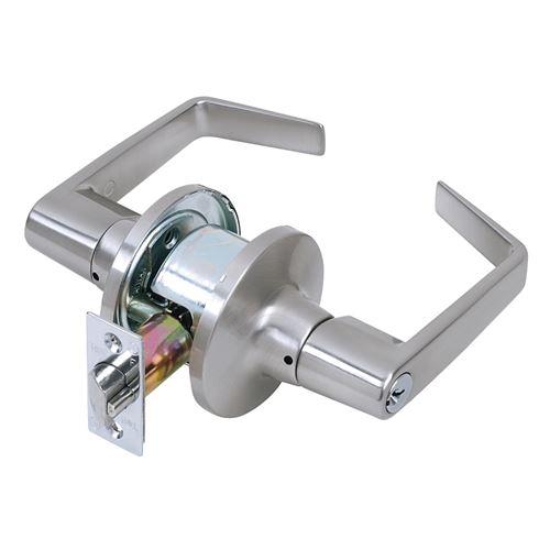 Tell Manufacturing CL100619 Storeroom Lever, Satin Chrome, Commercial, SCC Keyway, 2-3/8 to 2-3/4 in Backset