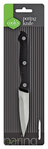 Cook's Kitchen 8237 Paring Knife, Stainless Steel Blade, Plastic Handle, Black Handle, Serrated Blade