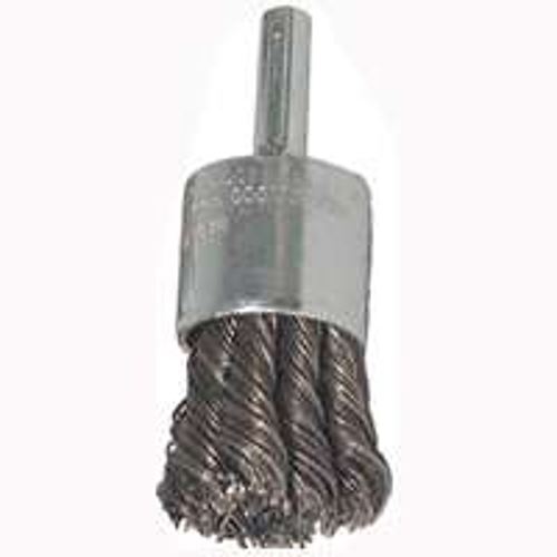 Weiler 36051 Wire Wheel Brush, 1 in Dia, 0.02 in Dia Bristle, 7/8 in L Bristle Trim, Carbon Steel Bristle
