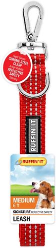 Ruffin'It 32700 Adjustable Dog Leash, 6 ft L, 1 in W, Nylon, Clasp, M