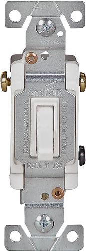 Eaton 1303-7W-10-L Toggle Switch, 15 A, 120 V, 3-Position, Push-In Terminal, Polycarbonate Housing Material, White