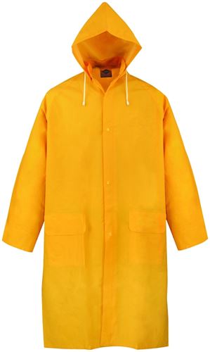 Diamondback PY-800L Raincoat, L, Polyester/PVC, Yellow, Comfortable Corduroy Collar, Double Fly Snap Closure, Knee