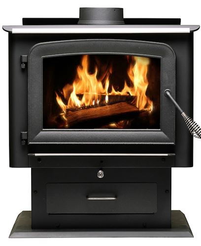 ASHLEY AW2520E-P Pedestal Stove, 27 in W, 25 in D, 30.78 in H, 112,800 Btu Heating, Steel, Metallic Black