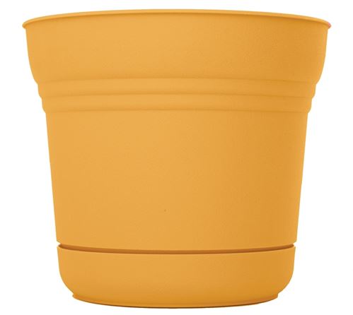 Bloem SP1423 Planter with Saucer, 12.8 in H, 14-1/2 in W, 14-1/2 in D, Round, Classic Textured Design, Plastic, Matte