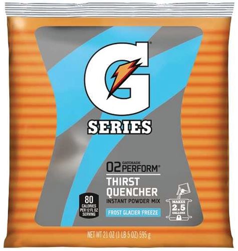 Gatorade 33677 Thirst Quencher Instant Powder Sports Drink Mix, Powder, Glacier Freeze Flavor, 21 oz Pack, Pack of 32