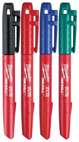 Milwaukee 48-22-3106 Marker Set, 1 mm Tip, Black/Blue/Green/Red, 5-1/2 in L