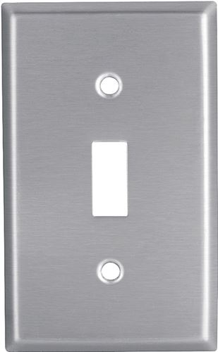 Eaton 93071-BOX1 Wallplate, 4-1/2 in L, 2-3/4 in W, 1-Gang, Stainless Steel, Clear, Satin