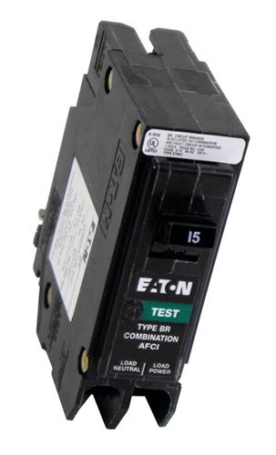 Eaton BRP115AF Circuit Breaker, Type BR Combination AFCI, 15 A, 1-Pole, 120 V, Plug