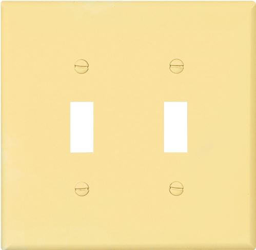Eaton Wiring Devices PJ2V Wallplate, 4-7/8 in L, 4.94 in W, 2 -Gang, Polycarbonate, Ivory, High-Gloss