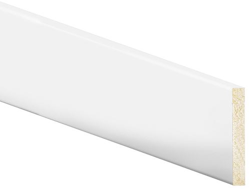 Inteplast Group 50400800032 Modern Baseboard Moulding, 8 ft L, 4 in W, 1/2 in Thick, Polystyrene, Crystal White, Pack of 12