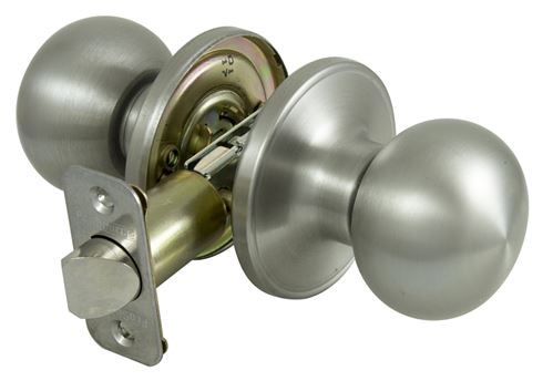 ProSource T9630BRA4V Passage Knob, Metal, Stainless Steel, 2-3/8 to 2-3/4 in Backset, 1-3/8 to 1-3/4 in Thick Door