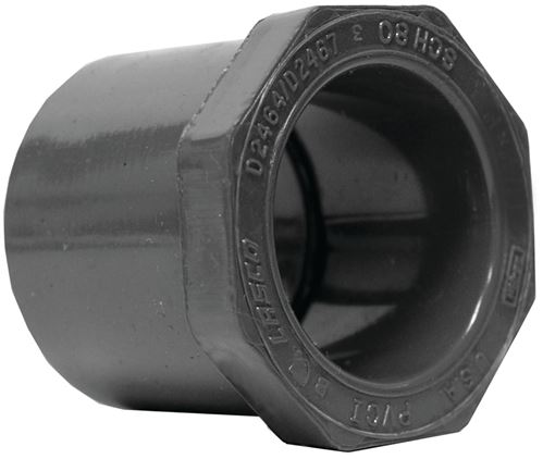 Lasco 837248BC Reducing Bushing, 2 x 3/4 in, Spigot x Slip, PVC, SCH 80 Schedule