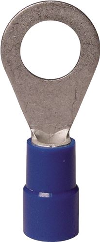 Gardner Bender 10-104 Ring Terminal, 600 V, 16 to 14 AWG Wire, #8 to 10 Stud, Vinyl Insulation, Copper Contact, Blue