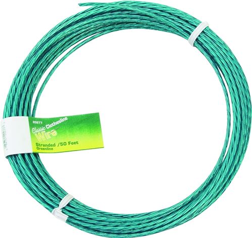 Midwest Fastener 11823 Multi-Stranded Clothesline, 50 ft L, Steel, Green