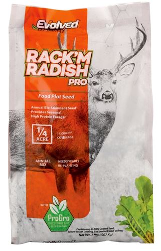 Evolved Rack'M Radish Pro Series EVO81003 Food Plot Seed, Sweet Flavor, 2 lb