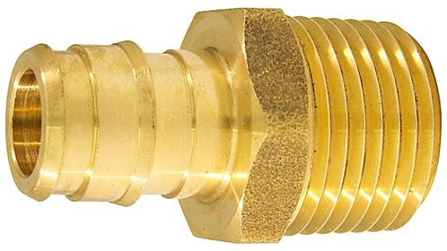 Apollo EPXMA1212 Pipe Adapter, 1/2 in, PEX-A Barb x MPT, Brass, 200 psi Pressure