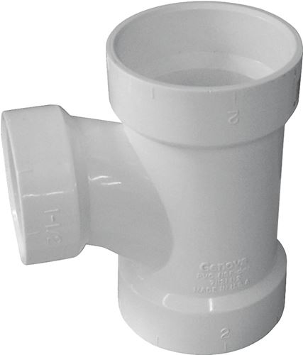 Canplas 192127L Sanitary Pipe Tee, 2 x 1-1/2 in, Hub, PVC, White