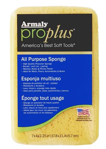 Armaly ProPlus 00027 Large Economy Sponge, 7 in L, 4-1/2 in W, 2-2/5 in Thick, Polyester, Yellow