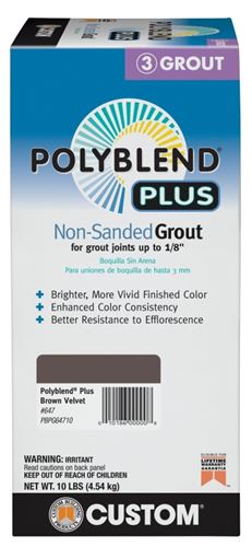 Custom Polyblend PBPG64710 Non-Sanded Grout, Brown Velvet, 10 lb Box