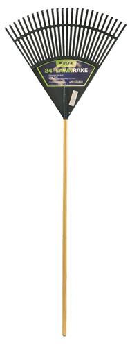 Rugg PP24 Rake, Poly Tine, 24 in W Tine, Hardwood Handle, 48 in L Handle