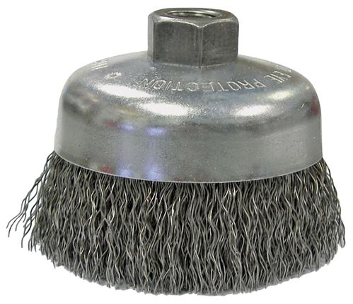 Weiler 36037 Wire Cup Brush, 6 in Dia, 5/8-11 Arbor/Shank, Carbon Steel Bristle