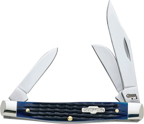 CASE 02806 Folding Pocket Knife, 2.42 in Clip, 1.58 in Sheep Foot, 1.57 in Pen L Blade, 3-Blade, Blue Handle