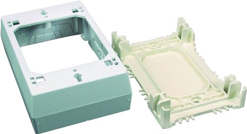 Wiremold NM NM3 Outlet Box, 1 -Gang, 0 -Knockout, Plastic, Ivory, Wall Mounting